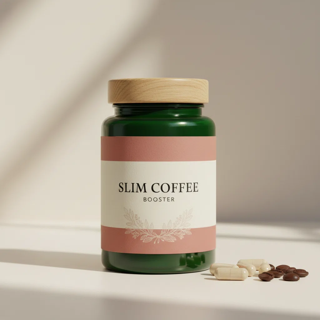Slim Coffee Booster compact carton box in charcoal and gold